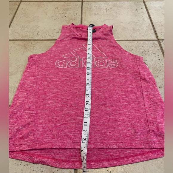 Adidas Pink Heathered Logo Tank Top, Racerback, Size Medium - Picture 5 of 5